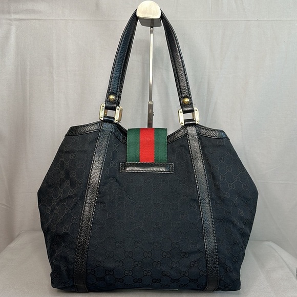 Gucci Black GG Canvas Medium New Ladies Web Tote - Picture 3 of 12